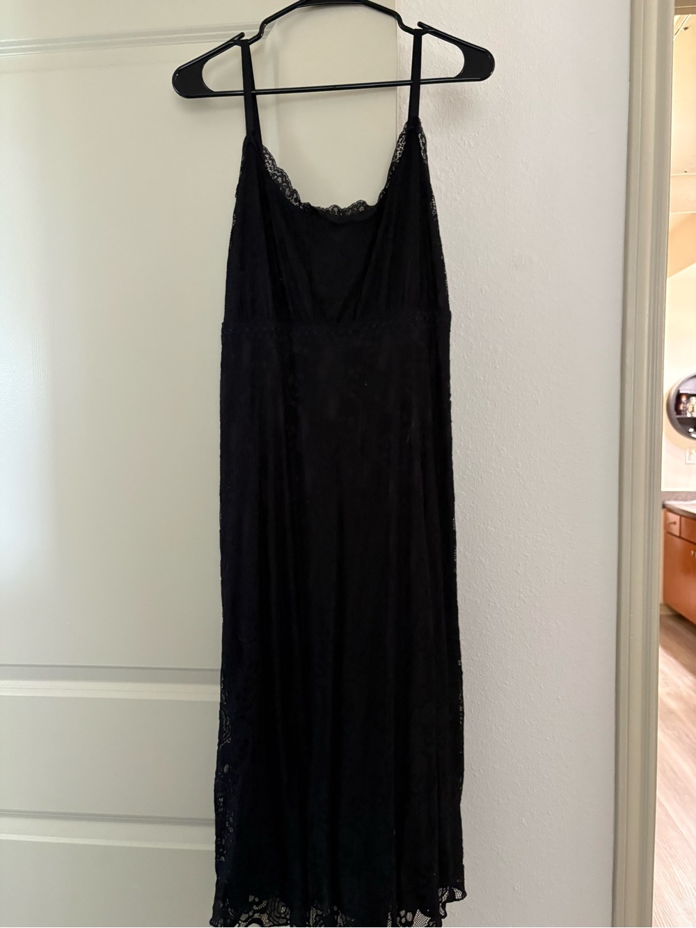 Black Skull Lace-Trim Slip Dress